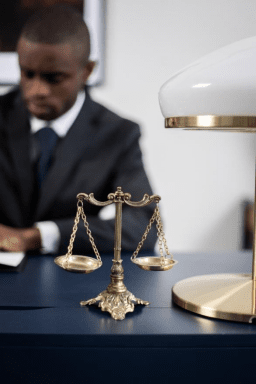 The scales of justice on a desk