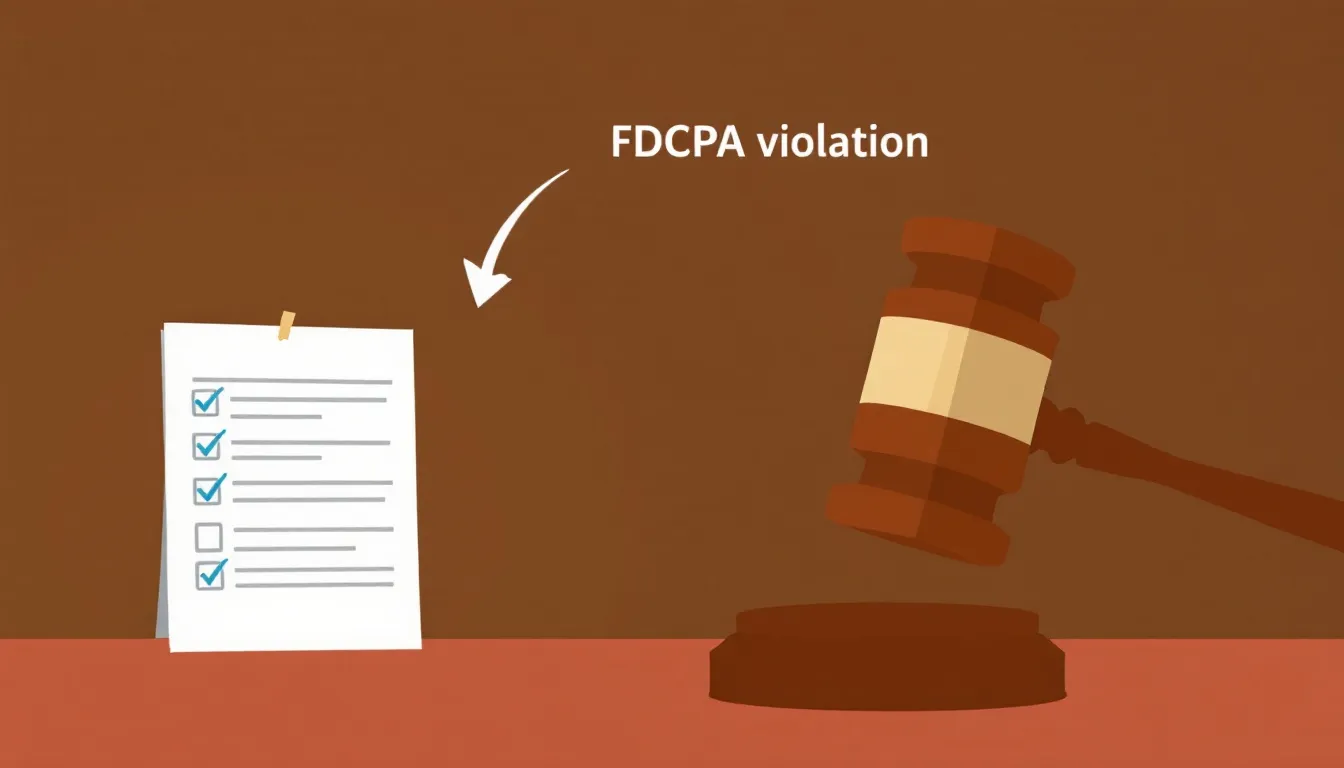 An illustration depicting various FDCPA violations by debt collectors.