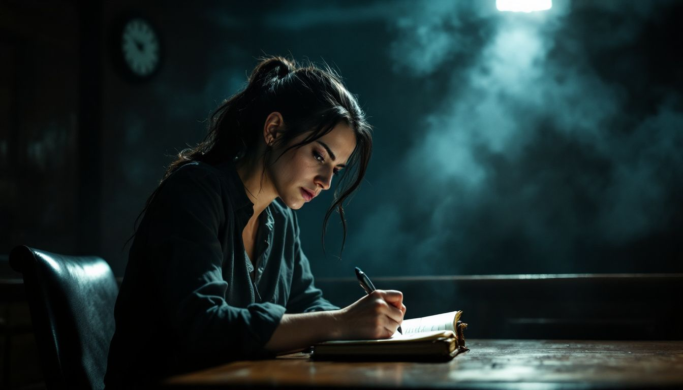 A person taking notes after a slip and fall accident.